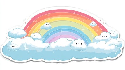 Colorful Rainbow with Cute Clouds Design