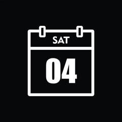calender icon, 04 saturday icon with black background