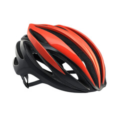 Fototapeta premium Vibrant, red and black, modern cycling helmet is prominently displayed, highlighting the design and color scheme.