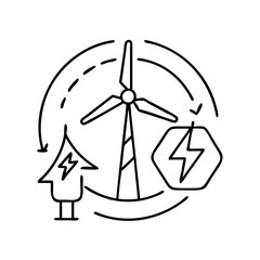 renewable energy icon, renewable energy line art - simple line art of renewable energy, perfect for renewable energy logos and icons