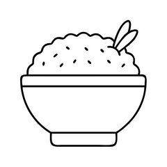 rice bowl icon, rice bowl line art - simple line art of rice bowl, perfect for rice bowl logos and icons