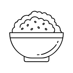 rice bowl icon, rice bowl line art - simple line art of rice bowl, perfect for rice bowl logos and icons