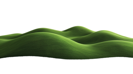 Beautiful green hills scenery, isolated on transparent background. PNG