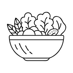 salad bowl icon, salad bowl line art - simple line art of salad bowl, perfect for salad bowl logos and icons