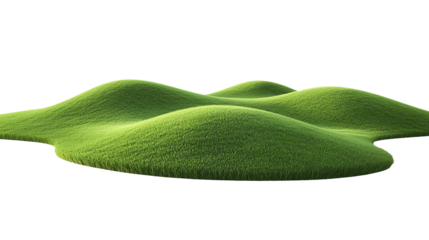 A golf course with green hills isolated on transparent background. PNG