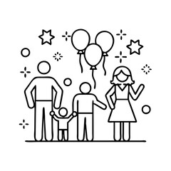 same sex couple with kids icon, same sex couple with kids line art - simple line art of same sex couple with kids, perfect for same sex couple with kids logos and icons