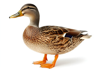Obraz premium A green-headed mallard drake, a wild waterfowl, swims in the lake
