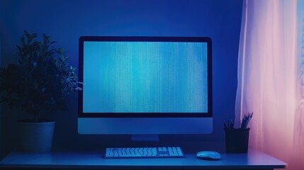 A vibrant computer screen shows lines of programming code in a sleek, contemporary workspace ,Computer monitor with stock market data on the screen