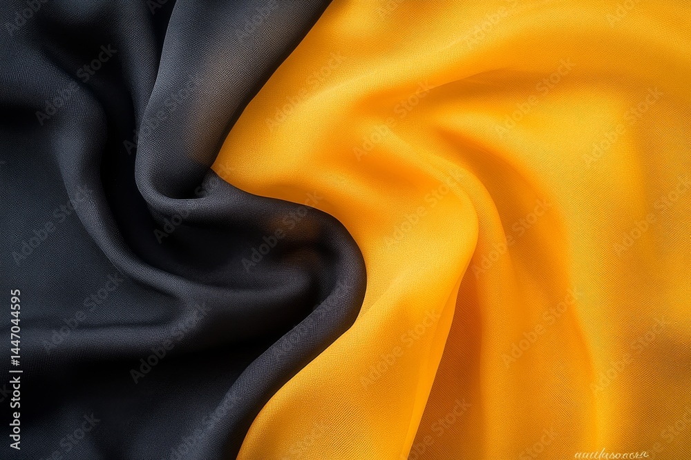 Aufkleber close-up of flowing fabric in dark hues billowing gently, showcasing a blend of rich textures and co