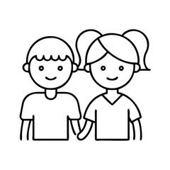 siblings icon, siblings line art - simple line art of siblings, perfect for siblings logos and icons
