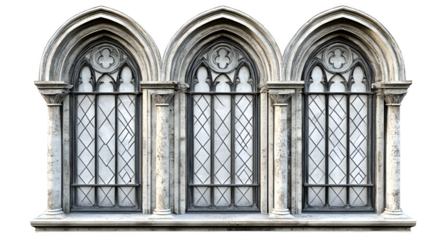 specific type of Italian Renaissance window grating, isolated on Transparent background.