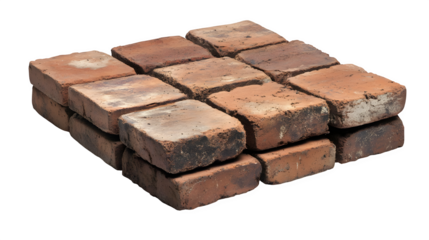 A detailed depiction of a seamless texture of German red brick laid in Flemish bond, isolated on Transparent background.