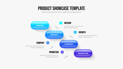 Project Briefing Four Option Diagram Slide Template. Investor Analysis Frame Layout Vector Illustration. Professional Proposal 4 Step Infographic Slideshow Design.