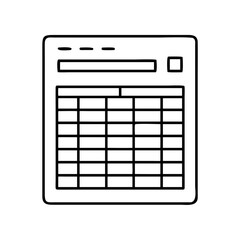 spreadsheet icon, spreadsheet line art - simple line art of spreadsheet, perfect for spreadsheet logos and icons