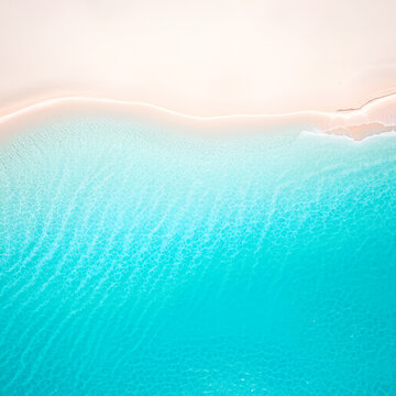 aerial view of a paradisiac beach, white sand and turquoise crystal clear water, use as background or wallpaper. paradise place