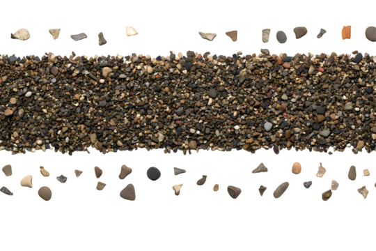 Horizontal Band Of Assorted Rocks And Pebbles With Transparent Background Illustration