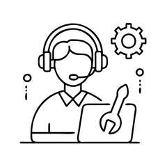 technical support icon, technical support line art - simple line art of technical support, perfect for technical support logos and icons