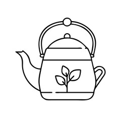 tea kettle icon, tea kettle line art - simple line art of tea kettle, perfect for tea kettle logos and icons