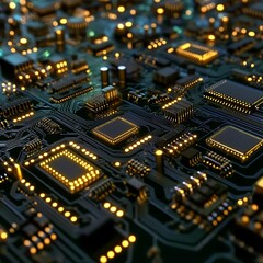 Obraz premium Precision in Progress: Illuminating the Intricate World of Microchip Fabrication 
