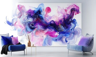 Abstract paint splashes in the form of thick smoke 
