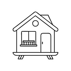 tiny home icon, tiny home line art - simple line art of tiny home, perfect for tiny home logos and icons