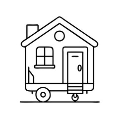 tiny home icon, tiny home line art - simple line art of tiny home, perfect for tiny home logos and icons