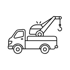 tow truck icon, tow truck line art - simple line art of tow truck, perfect for tow truck logos and icons