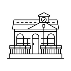 train station icon, train station line art - simple line art of train station, perfect for train station logos and icons
