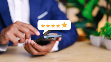 Customer review satisfaction feedback survey concept. Customer can evaluate quality of service...