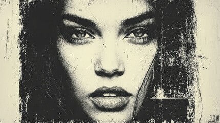 A striking black and white image of a womans face
