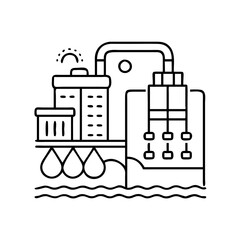 water treatment plant icon, water treatment plant line art - simple line art of water treatment plant, perfect for water treatment plant logos and icons