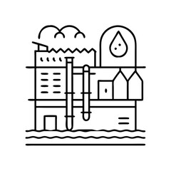 water treatment plant icon, water treatment plant line art - simple line art of water treatment plant, perfect for water treatment plant logos and icons