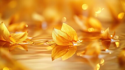 Abstract autumnal golden leaves background