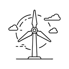 wind turbine icon, wind turbine line art - simple line art of wind turbine, perfect for wind turbine logos and icons