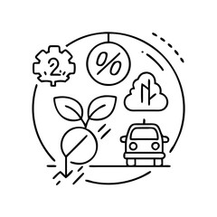 zero emissions icon, zero emissions line art - simple line art of zero emissions, perfect for zero emissions logos and icons