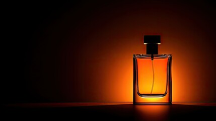 A beautifully lit and elegant bottle of perfume stands proudly