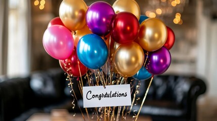 Vibrant Congratulatory Balloons: A Celebration of Success and Achievement with Festive Style