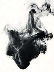 Fototapeta premium Smooth black cloud with subtle gradients, crisp and clean white background, elegant minimalism 