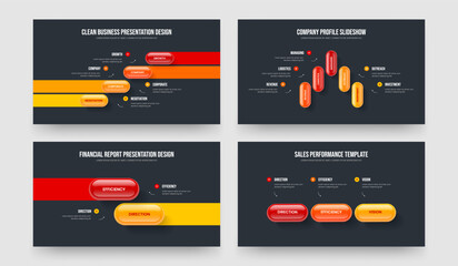 Product Innovation 4 5 2 3 Element Diagram Slide Template Collection. Service Overview Four Five Two Three Step Infographic Presentation Layout Vector Illustration Bundle.