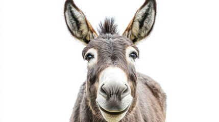 Happy donkey isolated on white background