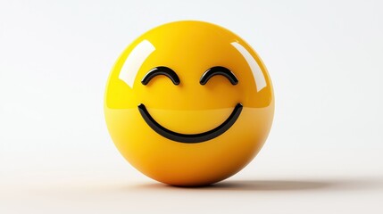 Happy face emoji isolated on white background