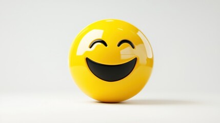 Fototapeta premium Happy face emoji isolated on white background