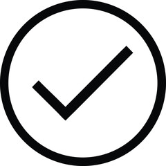 Black check mark inside a circle indicates approval, it's on transparent background