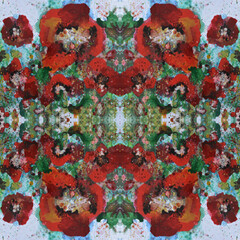 Red abstract poppies seamless pattern