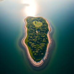 Aerial of the ijsseloog, an artificial island in the ketelmeer in the Netherlands