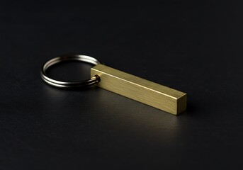 Elevated key accessory featuring a minimalist brass bar design on black setting