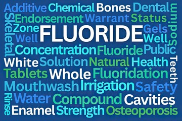Obraz premium Fluoride Word Cloud on Blue Background