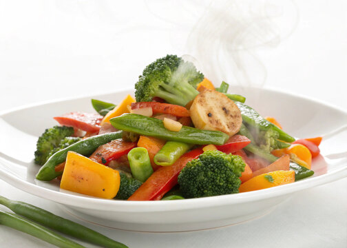 sotaed vegetable white background