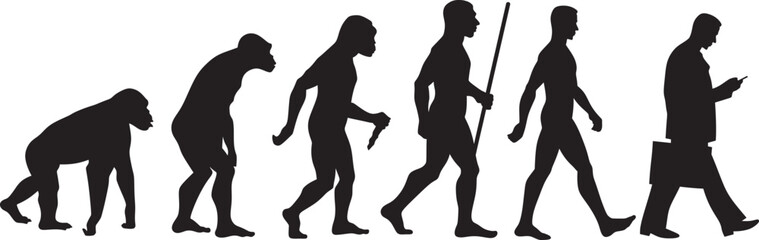 Silhouette of theory evolution man vector illustration. EPS 10 