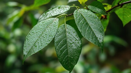 Closeup image of green leaves